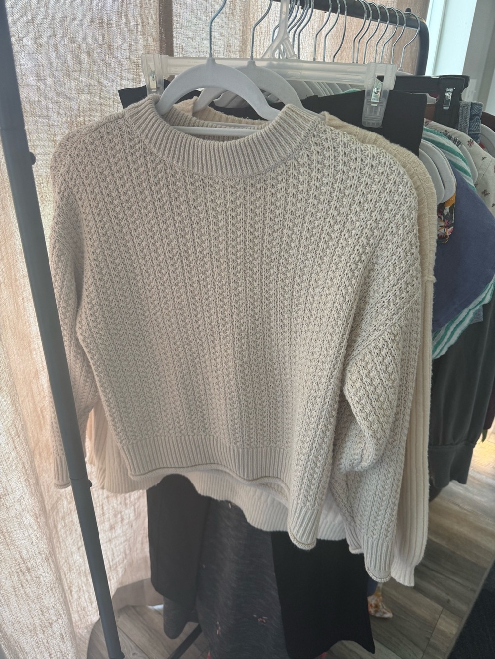 Universal Thread Cream Textured Crewneck Sweater